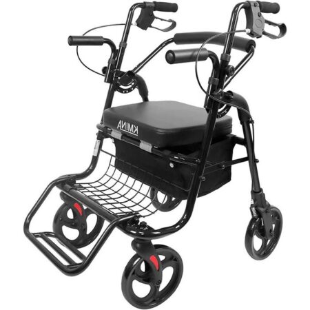 Andador plegable con silla 2 en 1 con frenos de maneta K10047