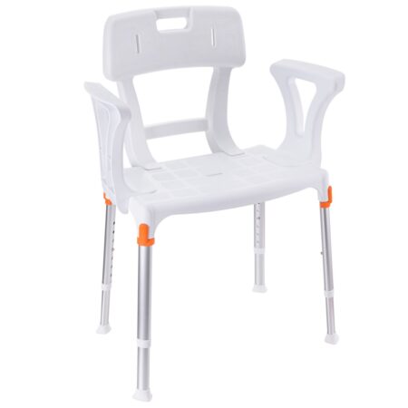 Silla de baño ligera con brazos y respaldo
