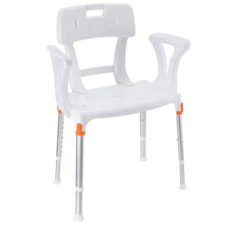 Silla de baño ligera con brazos y respaldo