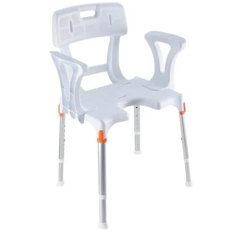 Silla de ducha ligerea en U con apoyabrazos y respaldo