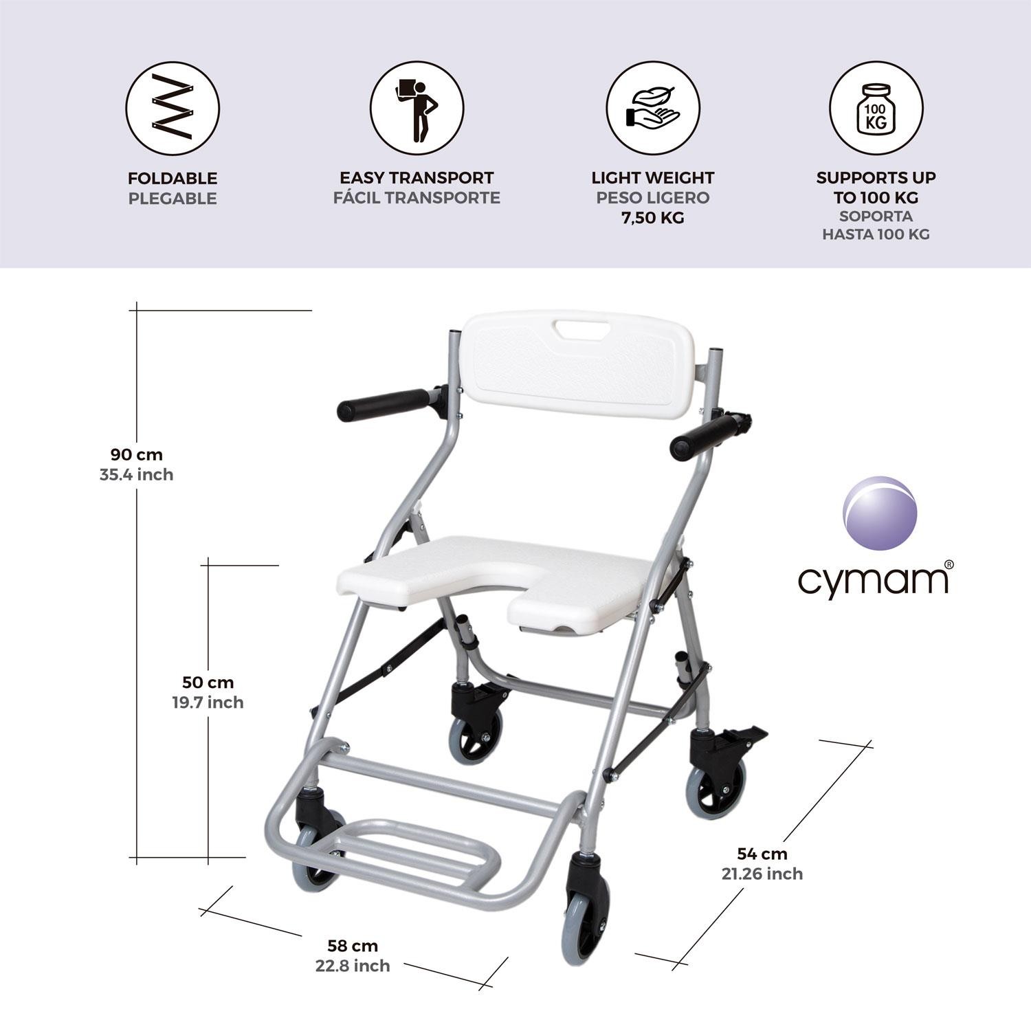 Silla de ducha-Wc plegable con ruedas "ERCINA" - Imagen 2