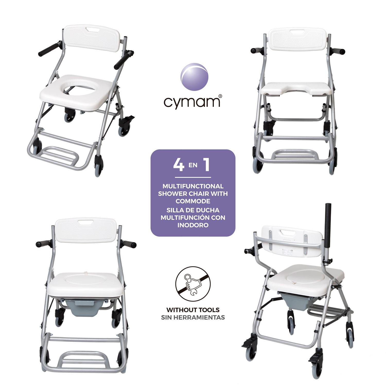 Silla de ducha-Wc plegable con ruedas "ERCINA" - Imagen 3